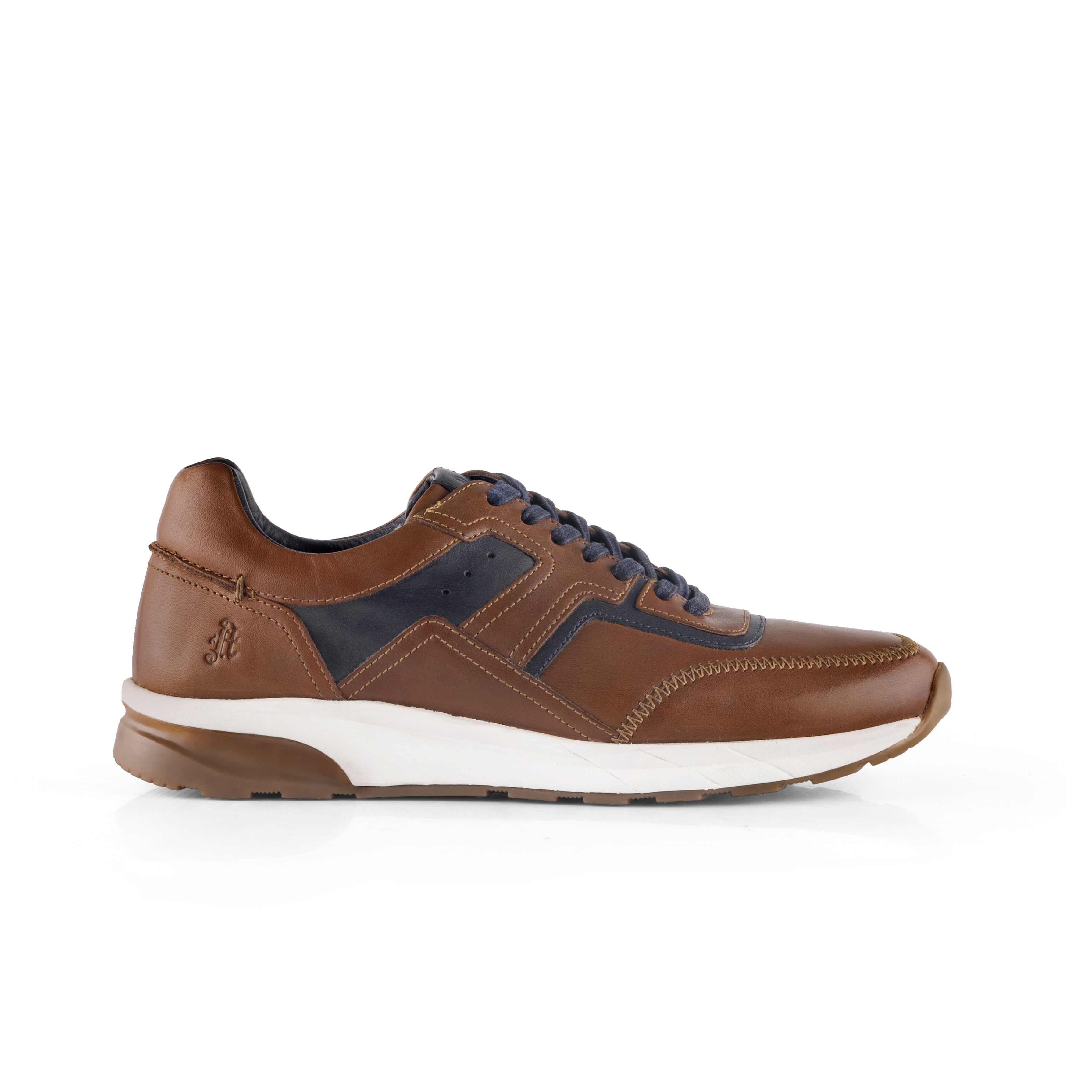 Buy Cameron Mens Leather Dress Trainers Tan - Main Image