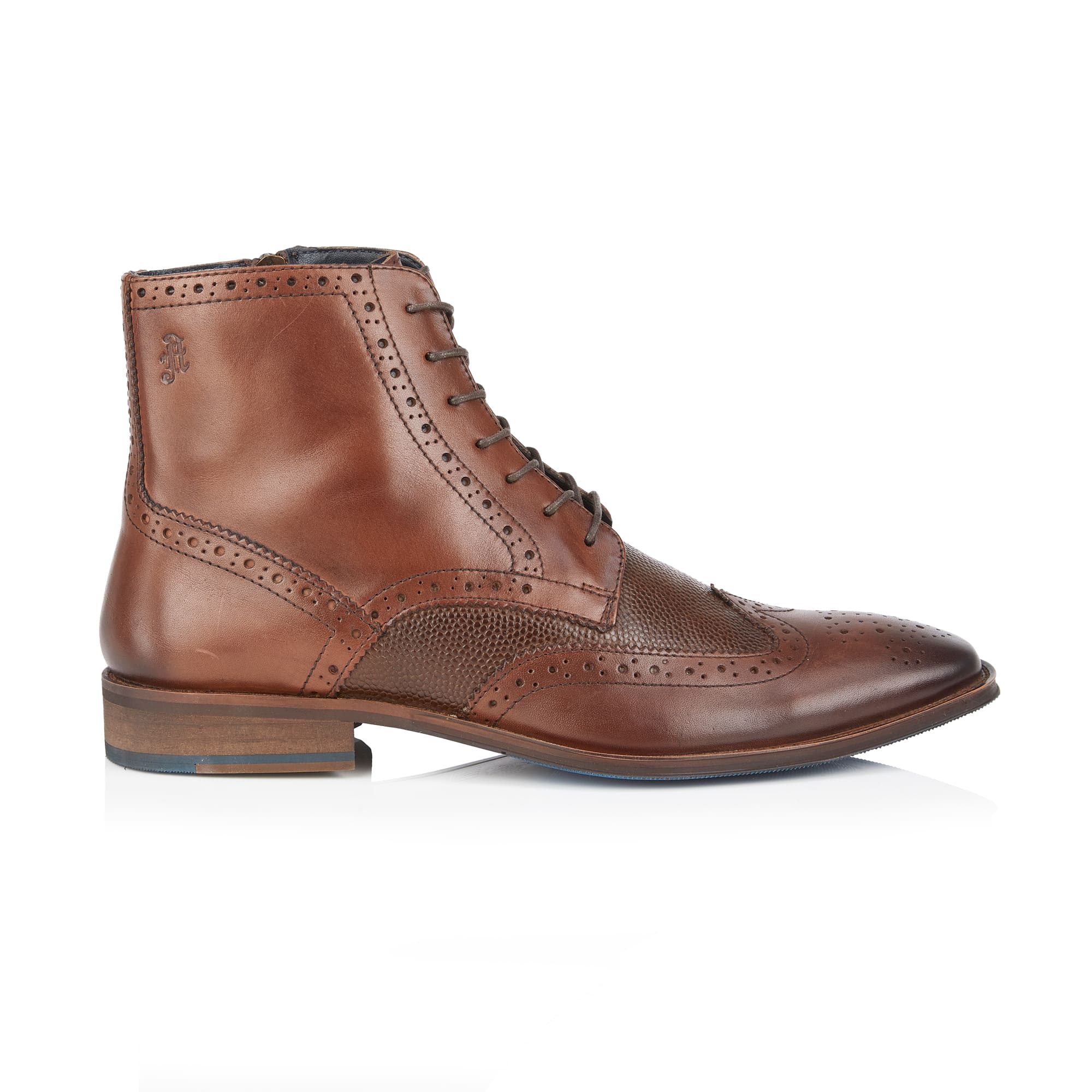 Buy Liffey Mens Leather Lace up Pebble Grain Zip Boot