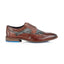 Ennis Mens Leather Designer Brocade Shoe - Tan/Silver - Amen Shoes