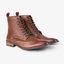 Navy men's leather brogue shoes - close-up toe detail