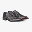 Men’s navy leather lace-up brogue shoes - angled view