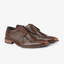 Men’s navy leather lace-up brogue shoes - side profile close-up