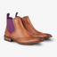 Men’s tan and purple brogue Chelsea boots - pair view