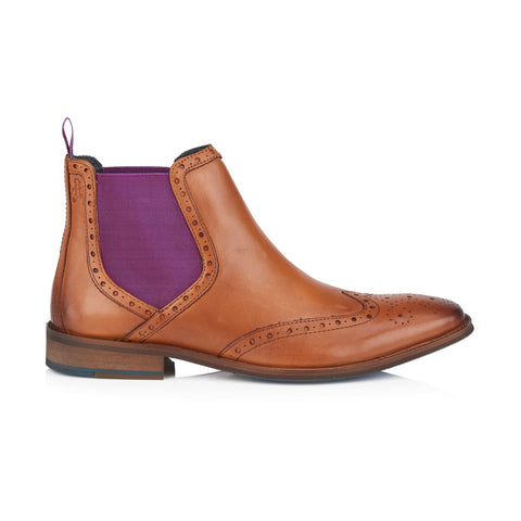 Mens Leather Brogue Chelsea Boot