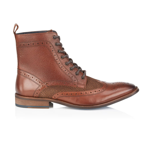 Mens Leather Lace up Brogue Boot