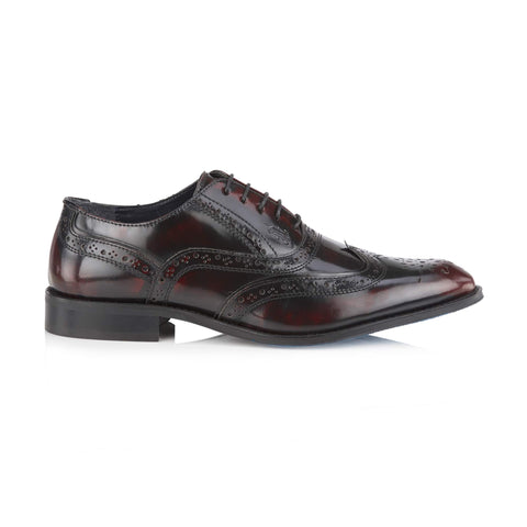 Mens Leather Star Brogue Shoe