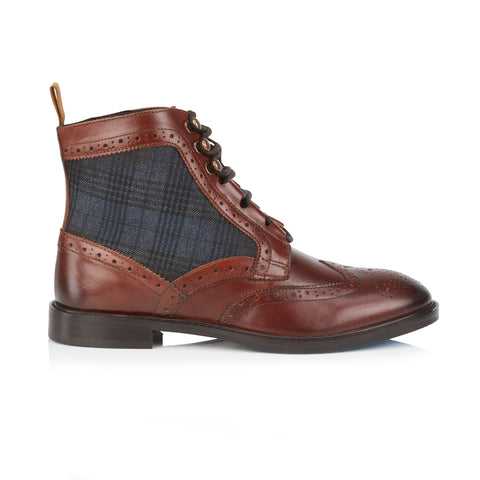 Mens Leather Designer Lace up Boot