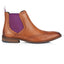 Bray Mens Leather Brogue Chelsea Boot - Tan/Purple