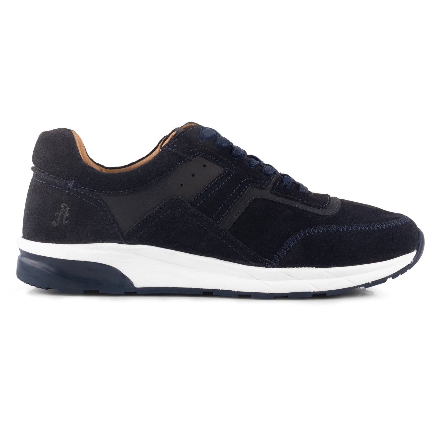 Cameron Mens Suede Leather Dress Trainers - Navy