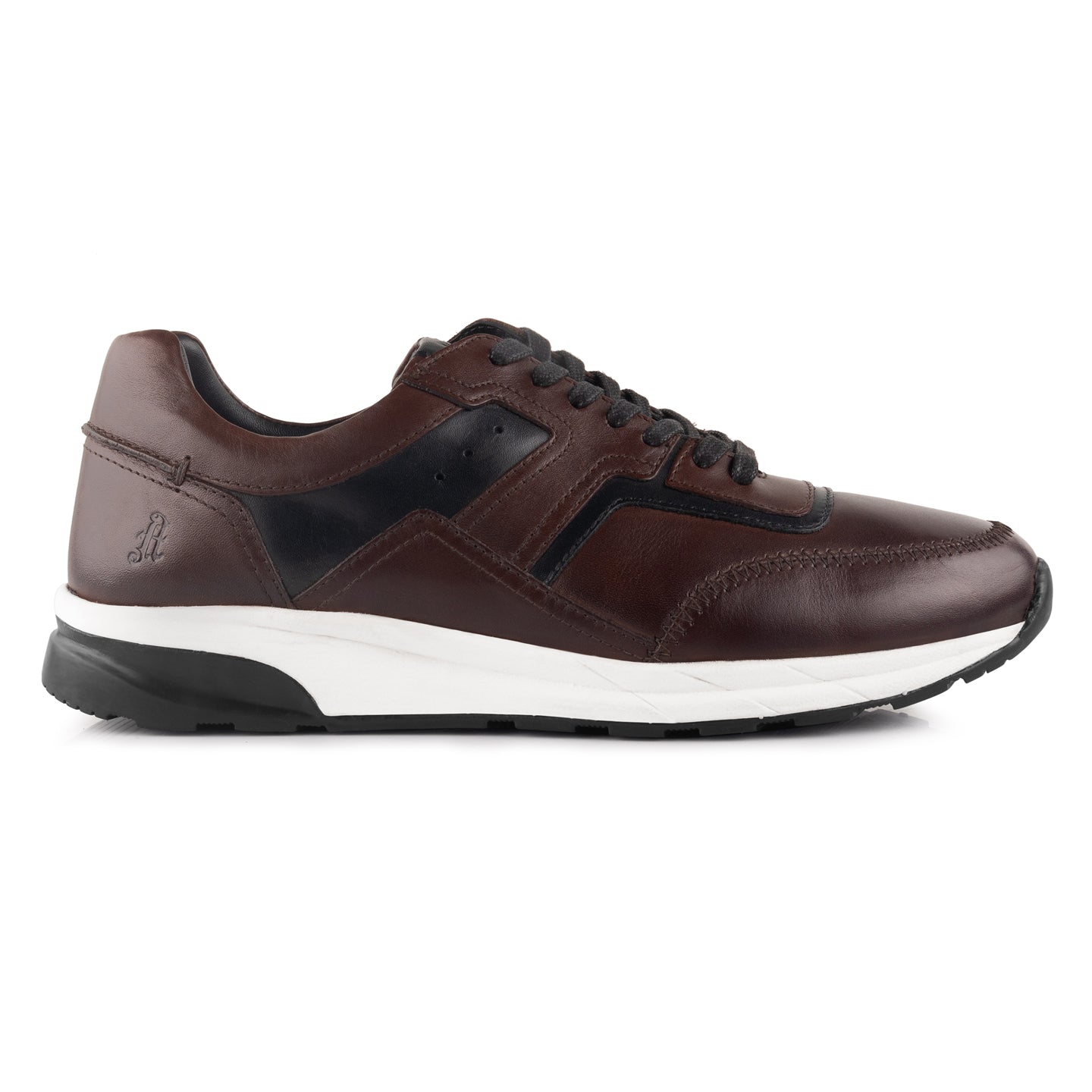 Cameron Mens Leather Dress Trainers - Dark Brown