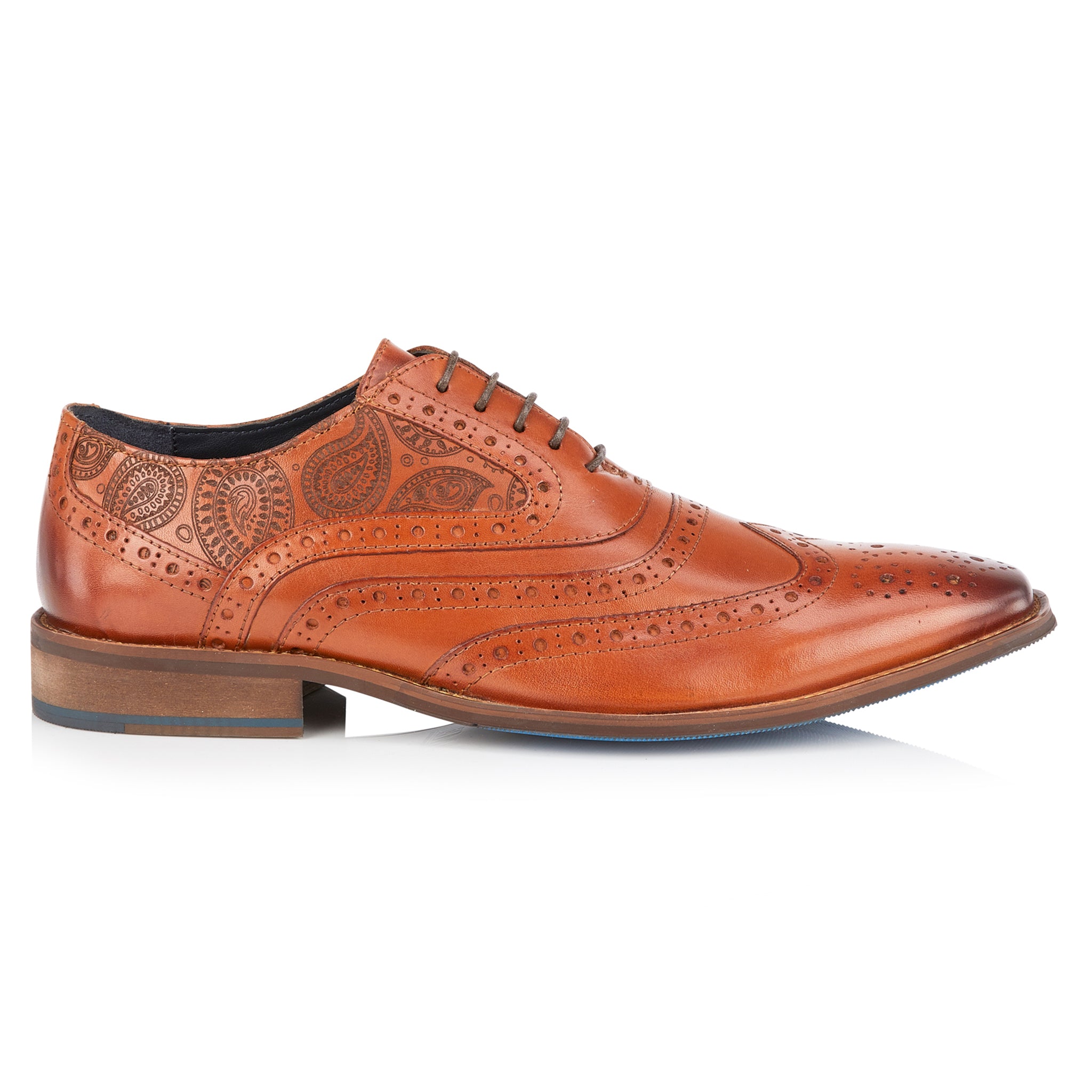 Cork Mens Leather Paisley Laser Brogue Shoe