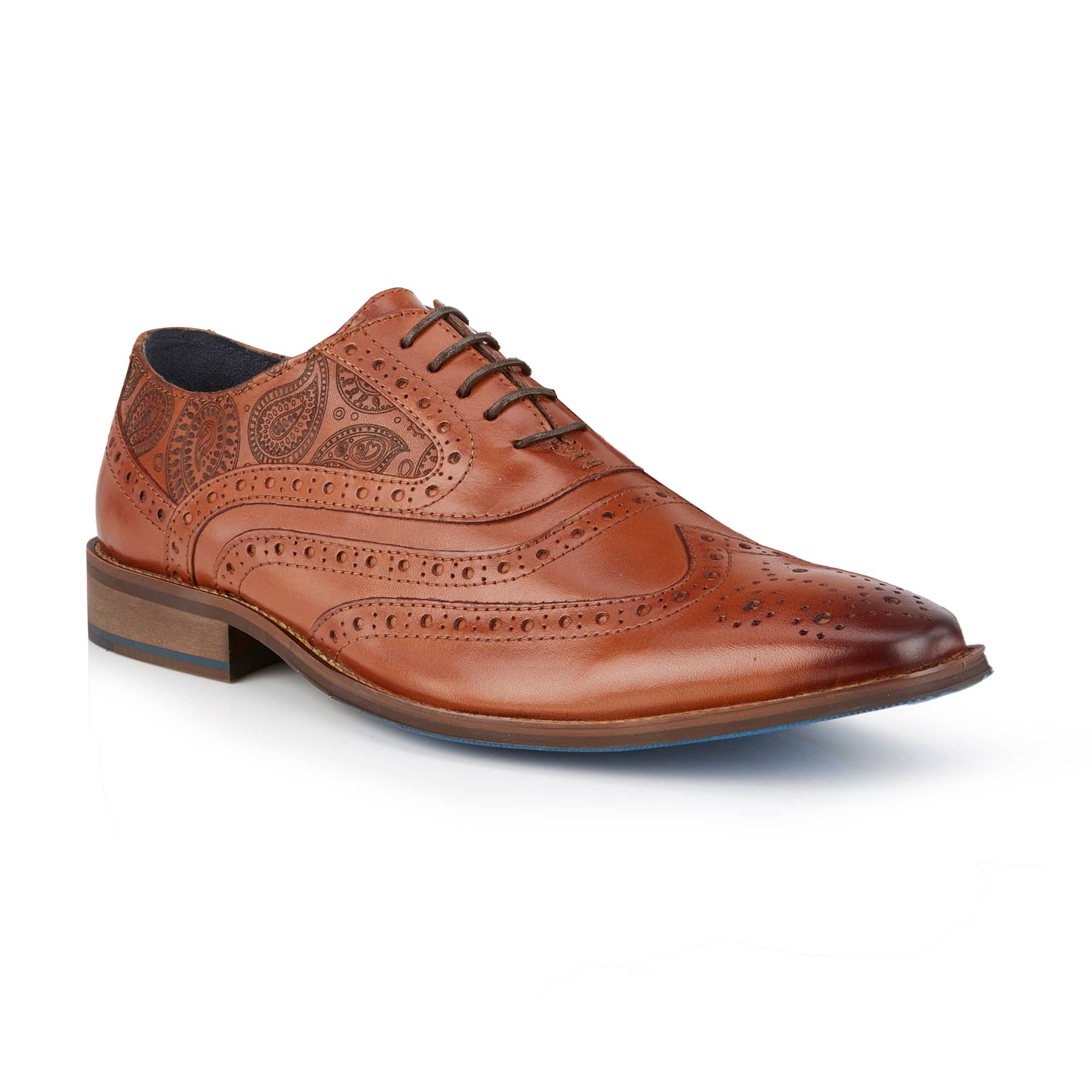 Buy Cork Mens Leather Paisley Laser Brogue Shoe