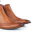 Bray Mens Leather Brogue Chelsea Boot - Tan/Purple