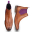 Bray Mens Leather Brogue Chelsea Boot - Tan/Purple