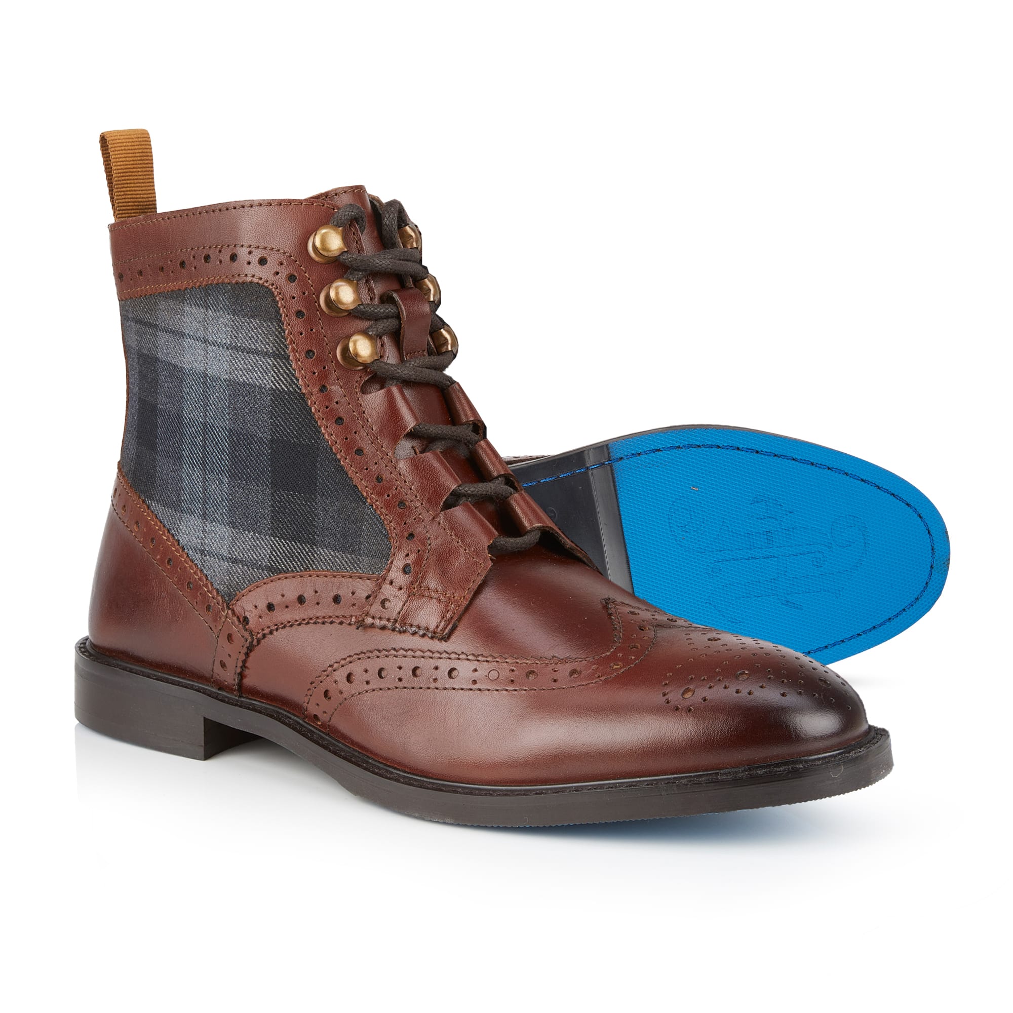 Buy Kildare Mens Leather Designer Lace up Boot Tan/Grey