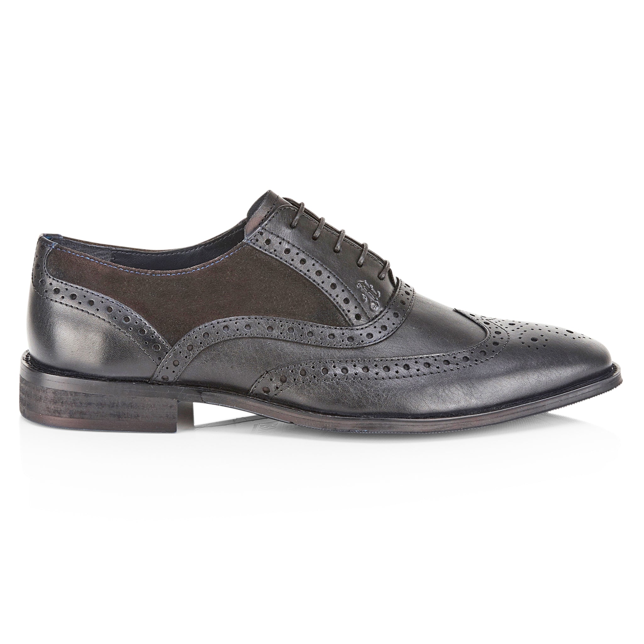 Derry Mens Leather Brogue Shoe - Black