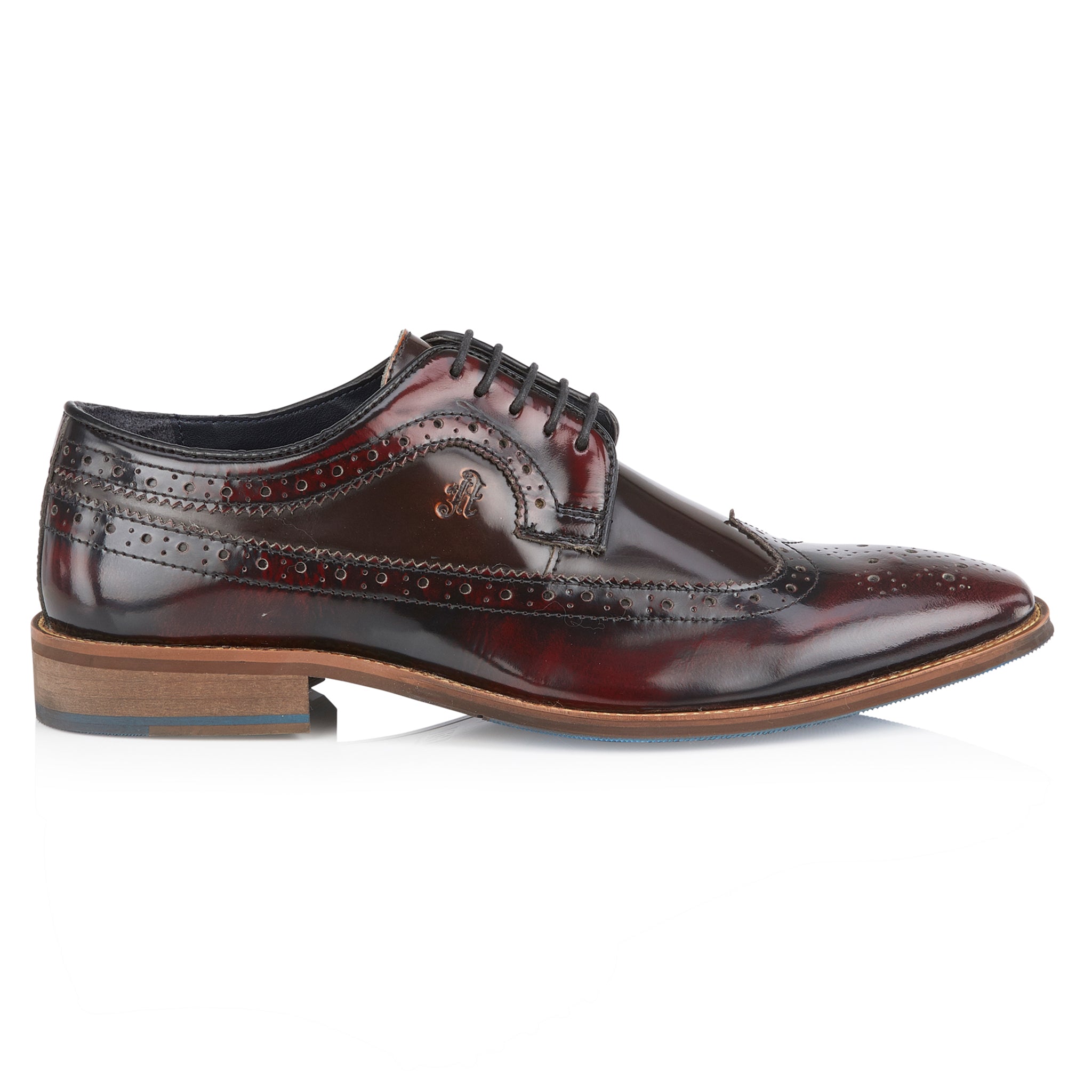 Dublin Mens Leather Brushed Hi Shine Brogue Shoe - Oxblood