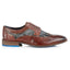 Ennis Mens Leather Designer Brocade Shoe - Tan/Silver