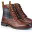 Kildare Mens Leather Designer Lace up Boot - Tan/Grey