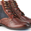 Kildare Mens Leather Designer Lace up Boot - Tan/Navy