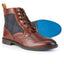 Kildare Mens Leather Designer Lace up Boot - Tan/Navy