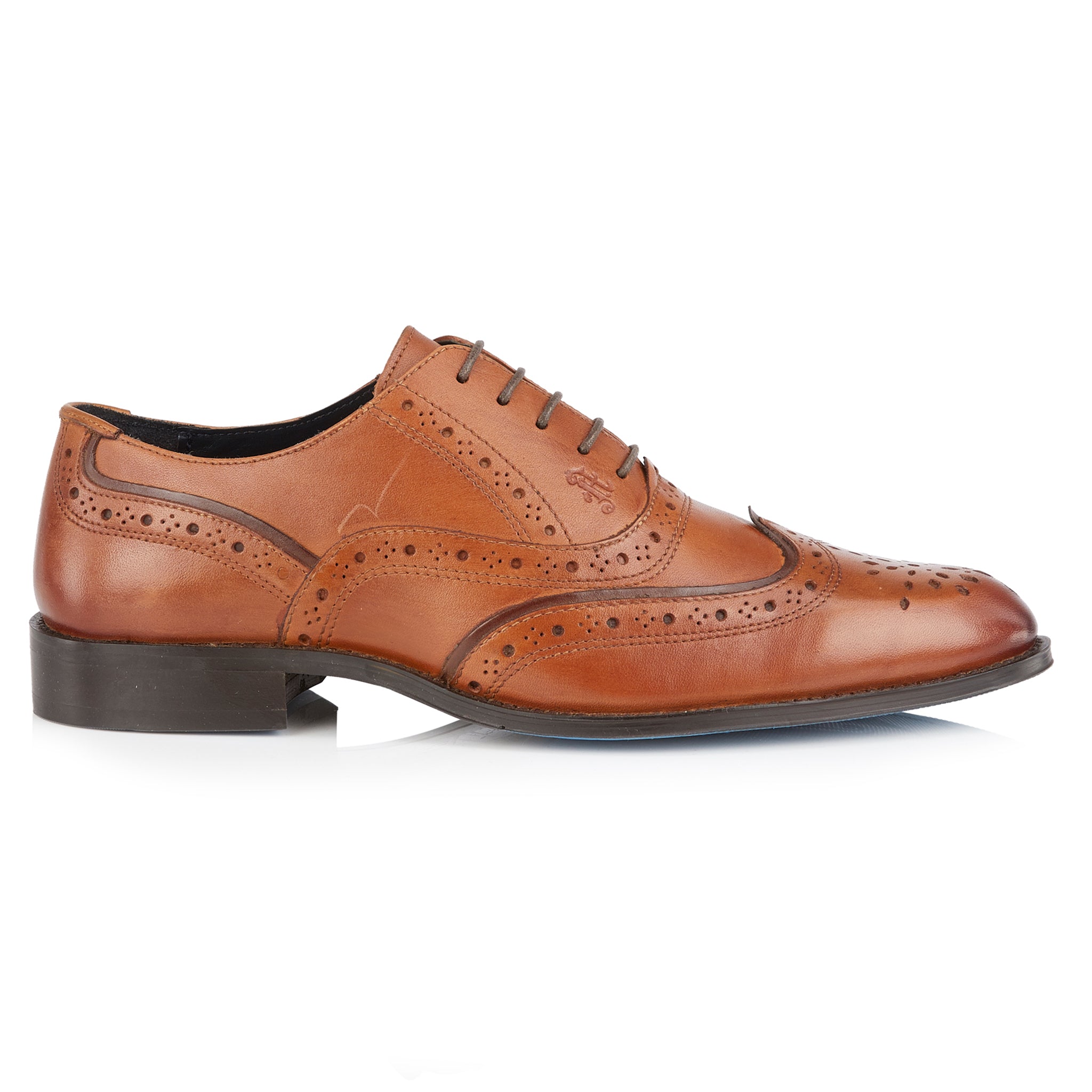 Kilkenny Mens Leather Star Brogue Shoe - Tan