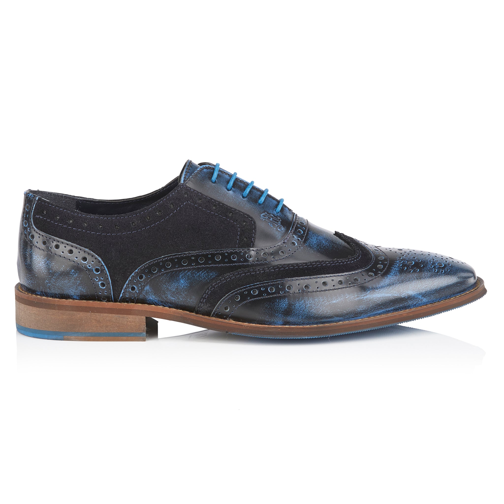 Wexford Mens Leather Two Tone Brogue Shoe - Navy/Navy